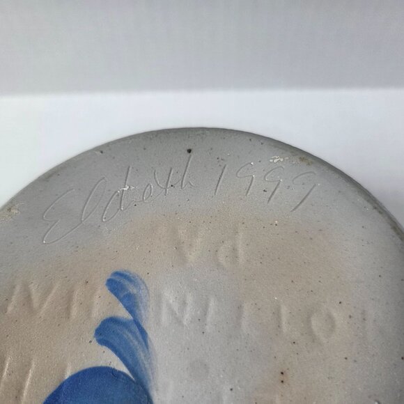 Eldreth Pottery Snowman Crock Blue Salt Glaze Christmas Winter Decor - Picture 6 of 8